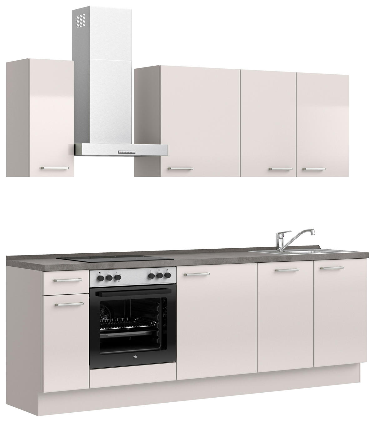 KÜCHENLEERBLOCK Flash 240 cm  in Schieferfarben, Hellgrau  - Schieferfarben/Edelstahlfarben, MODERN, Holzwerkstoff/Metall (240cm) - Nobilia