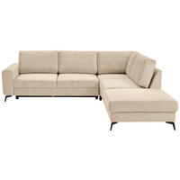 ECKSOFA in Chenille Beige  - Beige/Schwarz, Konventionell, Textil/Metall (275/257cm) - MID.YOU
