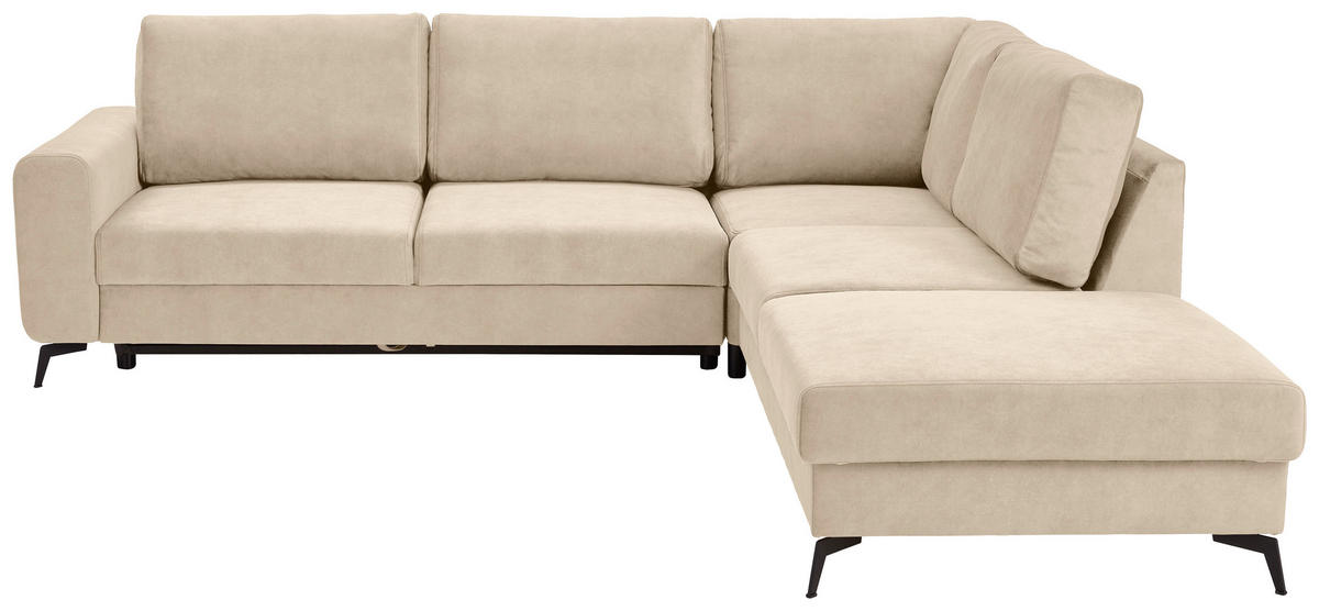 ECKSOFA in Chenille Beige  - Beige/Schwarz, Konventionell, Textil/Metall (275/257cm) - MID.YOU