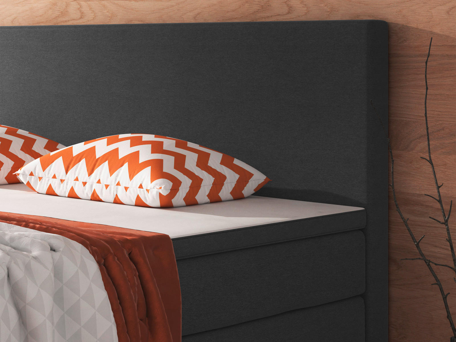 BOXSPRINGBETT 180/200 cm  in Anthrazit  - Anthrazit/Silberfarben, KONVENTIONELL, Textil/Metall (180/200cm) - MID.YOU
