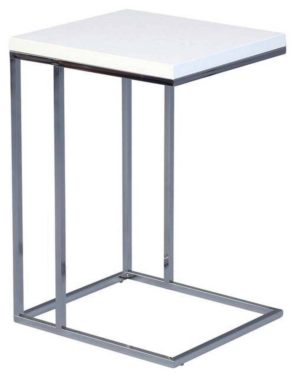 BEISTELLTISCH 43/38/62,5 cm Weiß, Chromfarben rechteckig  - Chromfarben/Weiß, Design, Metall (43/38/62,5cm)