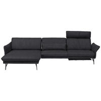 ECKSOFA in Lederlook Anthrazit  - Anthrazit, Design, Textil/Metall (174/330cm) - Himolla