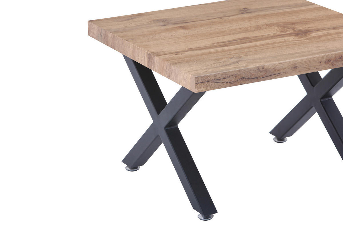COUCHTISCH 60/60/40 cm quadratisch Naturfarben, Schwarz  - Schwarz/Naturfarben, Design, Holzwerkstoff/Metall (60/60/40cm) - Livetastic
