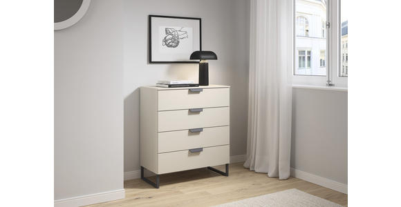 KOMMODE in 80/92/42 cm - Champagner/Dunkelgrau, Design, Holzwerkstoff/Metall (80/92/42cm) - Carryhome