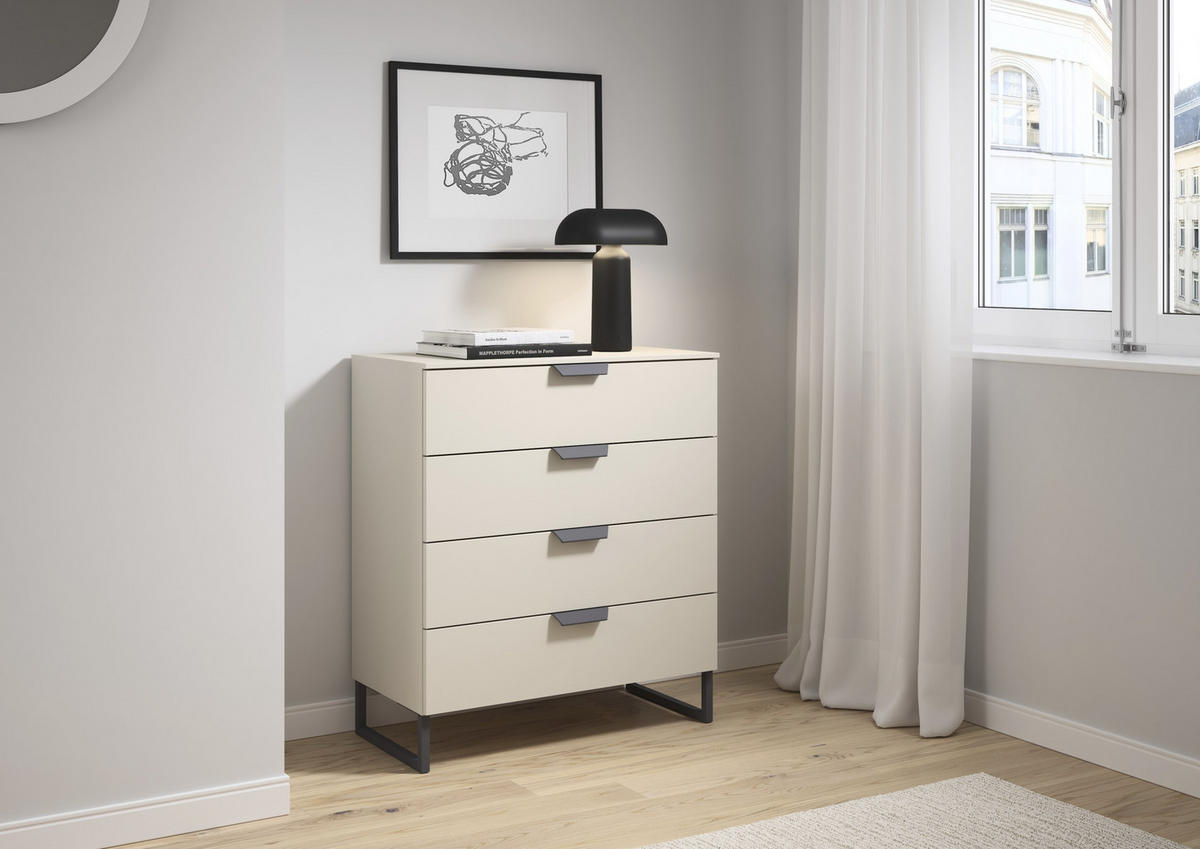 KOMMODE  in 80/92/42 cm  - Champagner/Dunkelgrau, Design, Holzwerkstoff/Metall (80/92/42cm) - Carryhome