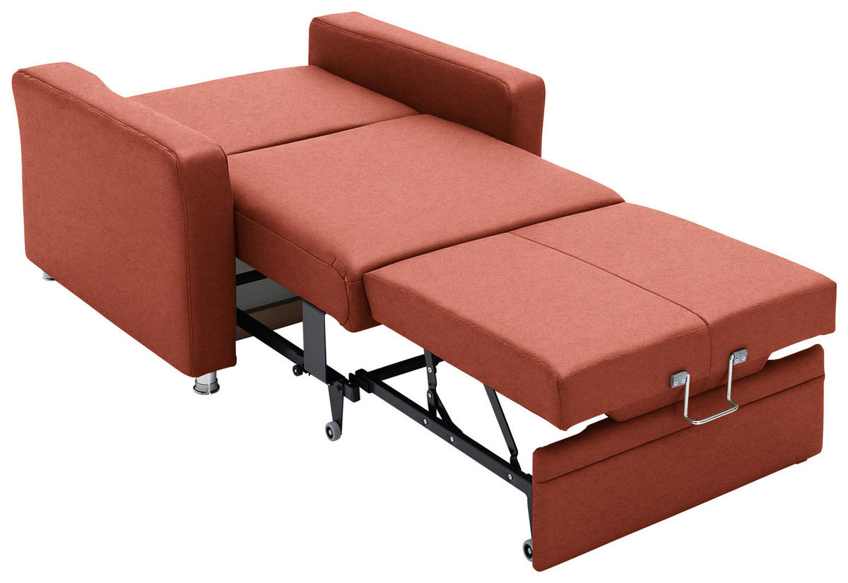 SCHLAFSESSEL Chenille Rotorange  - Rotorange/Alufarben, Konventionell, Textil/Metall (106/90/100cm) - Beldomo Style