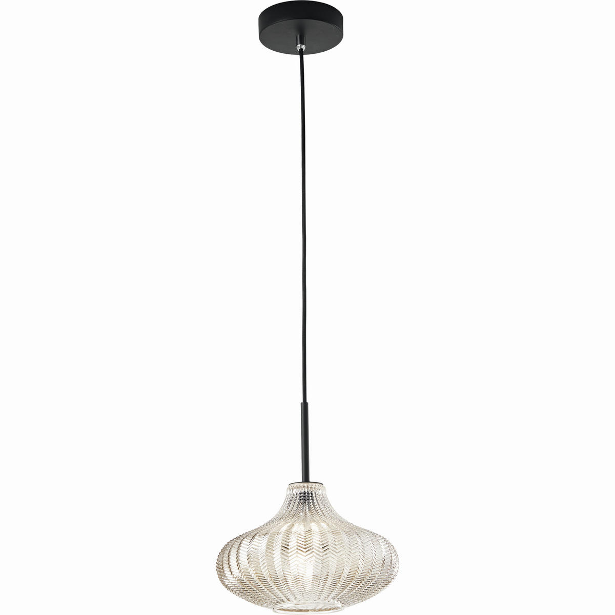 PENDELLEUCHTE Budelli 26/200 cm   - Champagner/Schwarz, Design, Glas/Metall (26/200cm) - Fabas Luce
