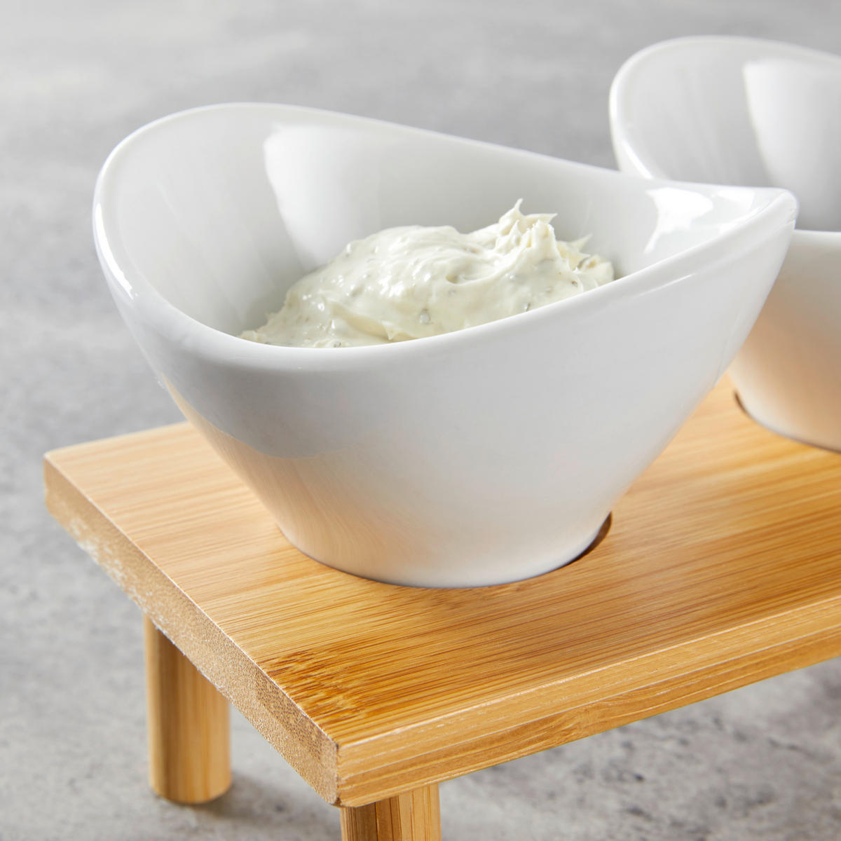 SET DE BOLURI PENTRU SERVIRE  - maro/alb, Design, ceramică/lemn (18,9/10,5/10,5cm)