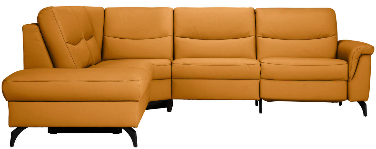 ECKSOFA in Echtleder Currygelb  249/280 cm  - Currygelb/Anthrazit, Design, Leder/Metall (249/280cm) - Himolla Komfortklass