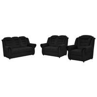 SITZGARNITUR in Chenille Schwarz  - Schwarz, Konventionell, Kunststoff/Textil - Livetastic