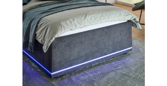 POLSTERBETT 90/200 cm,  in Graphitfarben, Beleuchtung,  - Schwarz/Graphitfarben, Design, Kunststoff/Textil (90/200cm) - Xora