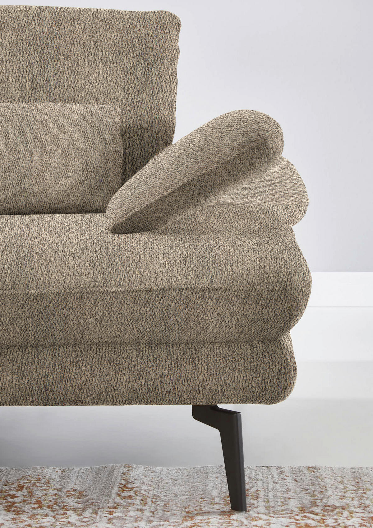 ECKSOFA in Chenille Braun, Grün  - Schwarz/Braun, Design, Textil/Metall (180/310cm) - Dieter Knoll