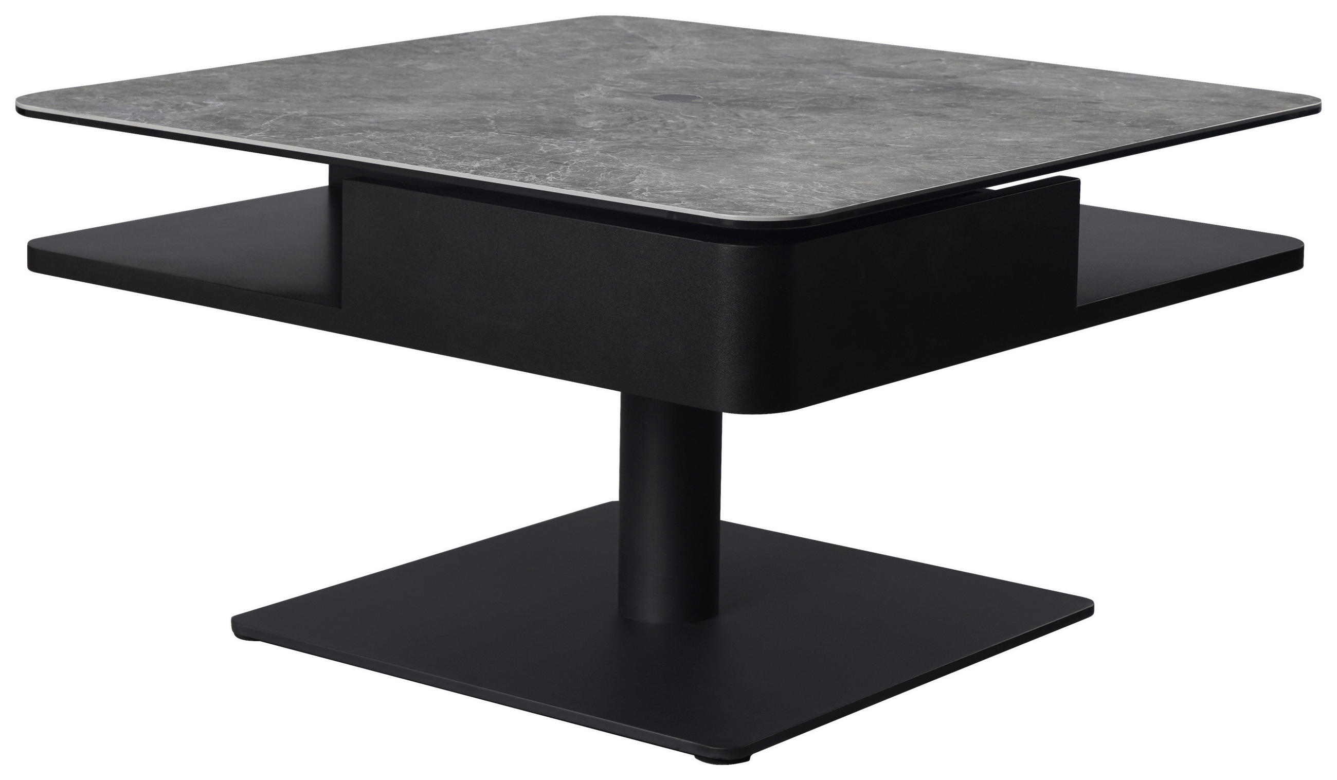 COUCHTISCH ESG 75/75/42-57 cm quadratisch Grau, Schwarz  - Schwarz/Grau, Basics, Glas/Keramik (75/75/42-57cm) - Dieter Knoll