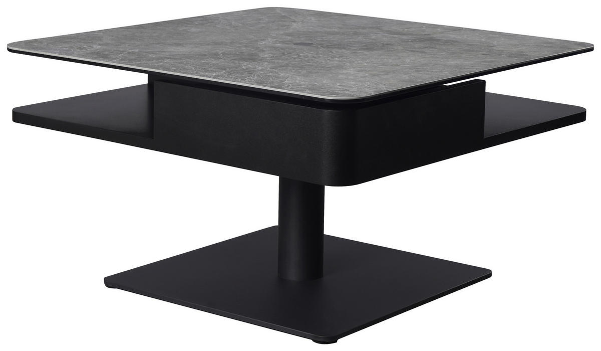 SOFFBORD i metall, glas, keramik, trämaterial 75/75/42-57 cm  - grå/svart, Basics, metall/trämaterial (75/75/42-57cm) - Dieter Knoll