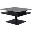 COUCHTISCH in Metall, Glas, Keramik, Holzwerkstoff 75/75/42-57 cm  - Schwarz/Grau, Basics, Glas/Keramik (75/75/42-57cm) - Dieter Knoll