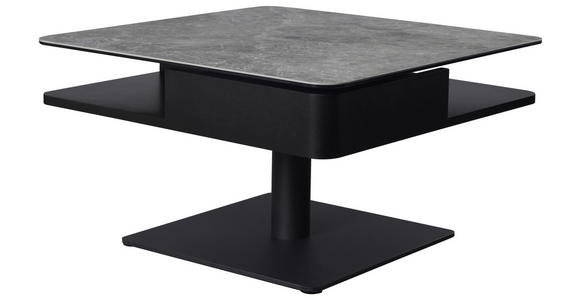 COUCHTISCH in Metall, Glas, Keramik, Holzwerkstoff 75/75/42-57 cm  - Schwarz/Grau, Basics, Glas/Keramik (75/75/42-57cm) - Dieter Knoll