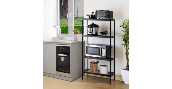 REGAL  75/150/32 cm Schwarz  - Schwarz, Basics, Kunststoff/Metall (75/150/32cm) - Carryhome