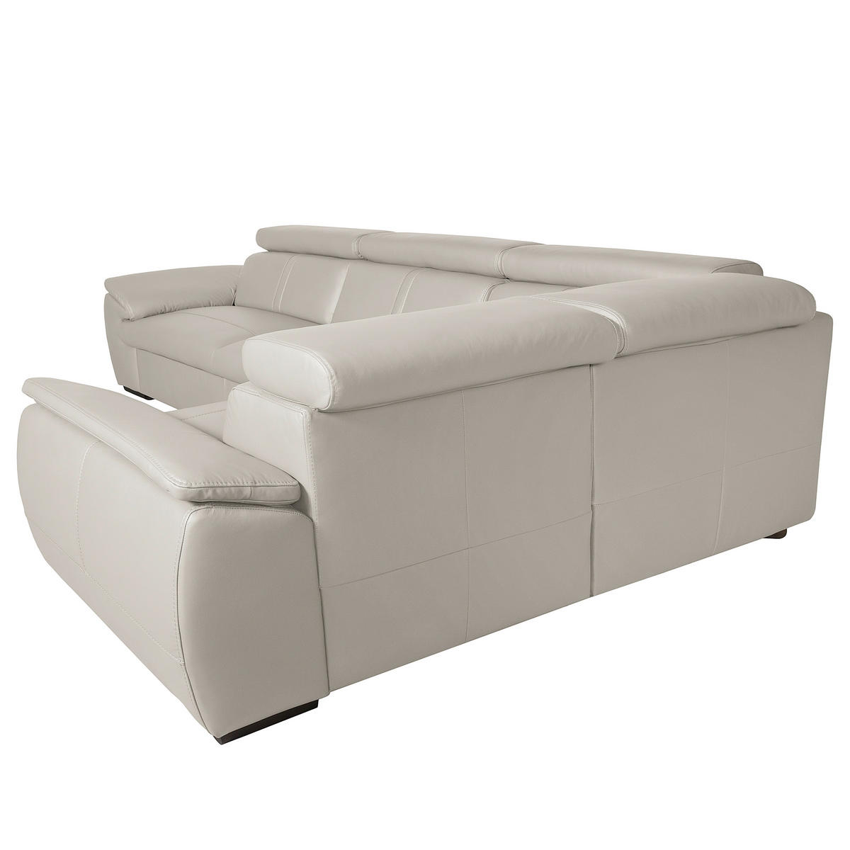 ECKSOFA Echtleder Platinfarben  - Platinfarben/Wengefarben, Design, Leder/Holz (265/193cm) - Livetastic