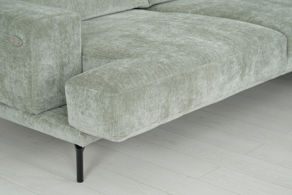 ECKSOFA  in Chenille Mintgrün  307/243 cm  - Schwarz/Mintgrün, Design, Textil/Metall (307/243cm) - Xora