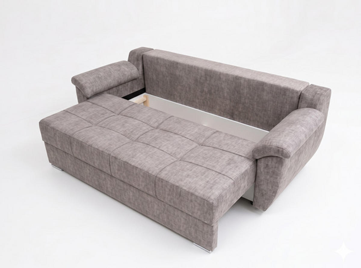 Canapea Extensibila,  - gri, Design (240/74/75cm) - Carryhome