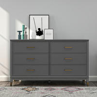 KOMMODE Westerleigh 6 Schublade(n)  - Messingfarben/Graphitfarben, Design, Holzwerkstoff/Metall (145/85/41cm) - MID.YOU