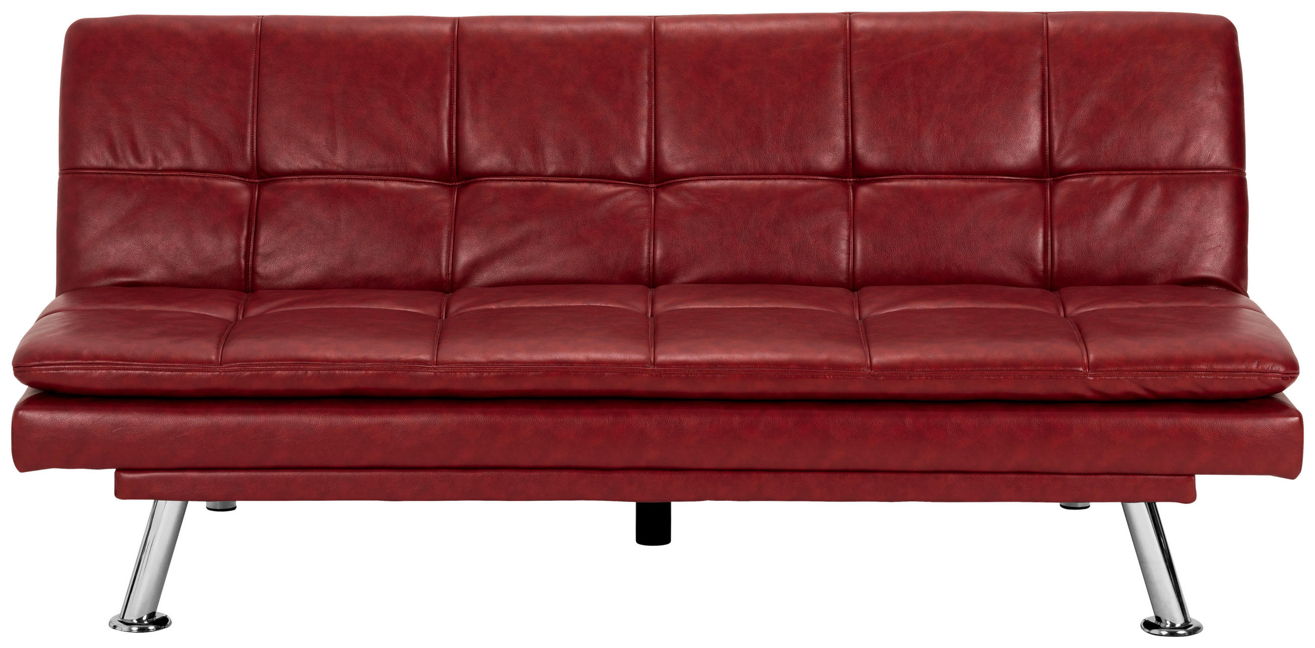 SCHLAFSOFA Lederlook Rot  - Silberfarben/Rot, Basics, Textil/Metall (182/84/92cm) - MID.YOU