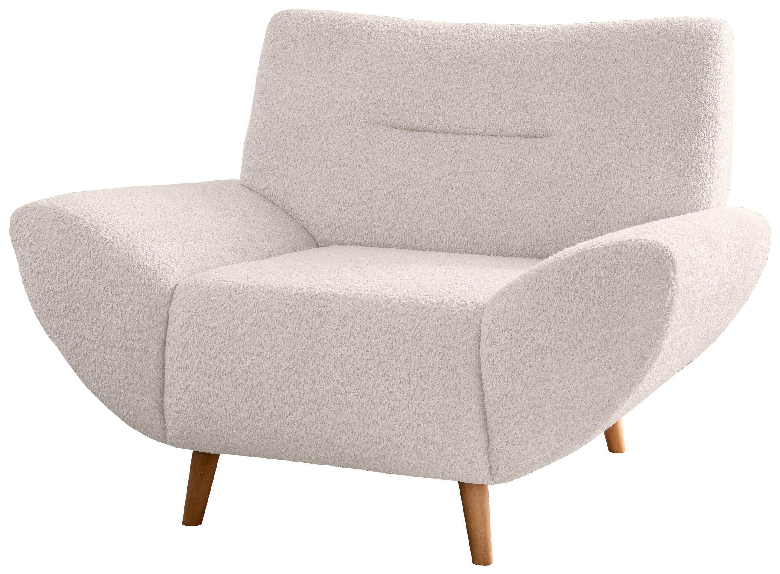 SESSEL in Bouclé Weiss  - Wildeiche/Weiss, Konventionell, Holz/Textil (111/81/90cm) - MID.YOU