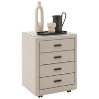 NACHTSCHRANK 50/64/41,5 cm  - Beige/Schwarz, KONVENTIONELL, Glas/Textil (50/64/41,5cm) - Dieter Knoll