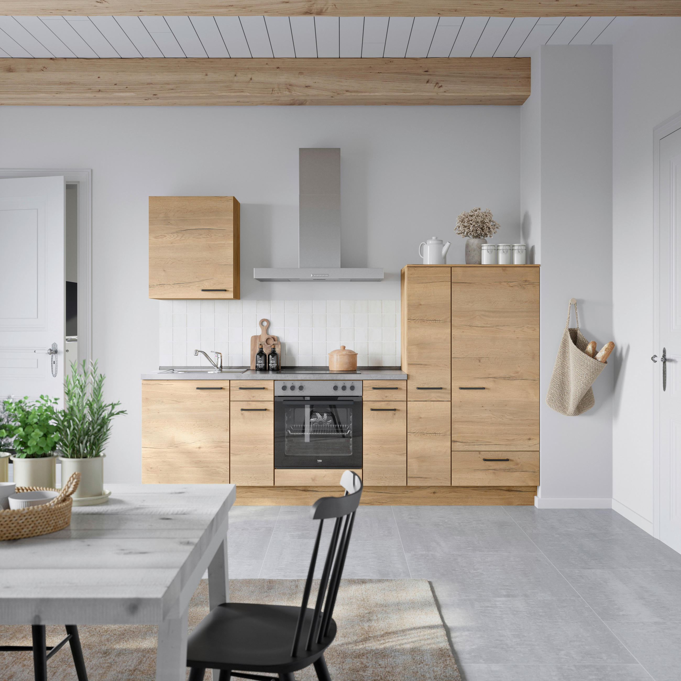 KÜCHENBLOCK 270 cm   in Eichefarben, Schieferfarben  - Schieferfarben/Eichefarben, MODERN, Holzwerkstoff/Metall (270cm) - Nobilia