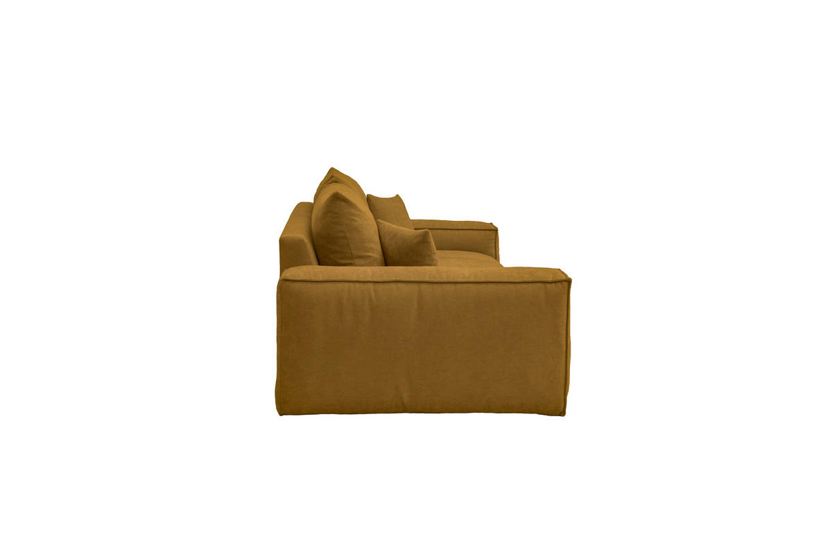 BIGSOFA Chenille Senfgelb  - Senfgelb/Schwarz, MODERN, Kunststoff/Textil (255/76/117cm) - Milino