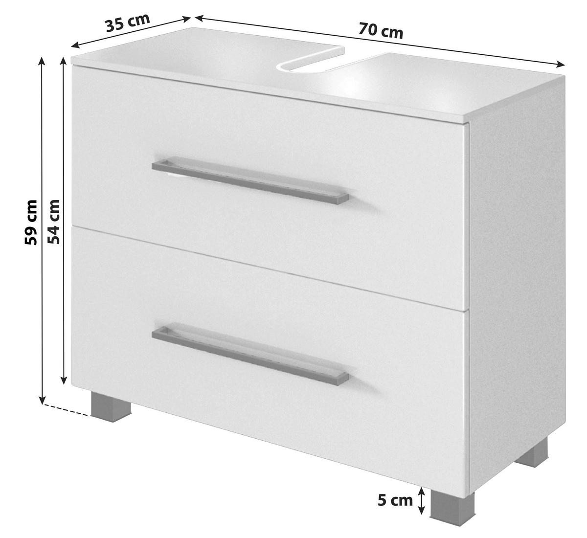 SKRINKA POD UMÝVADLO, biela, biela, 70/54/35 cm - čierna/biela, Konventionell, kov/kompozitné drevo (70/54/35cm) - Held