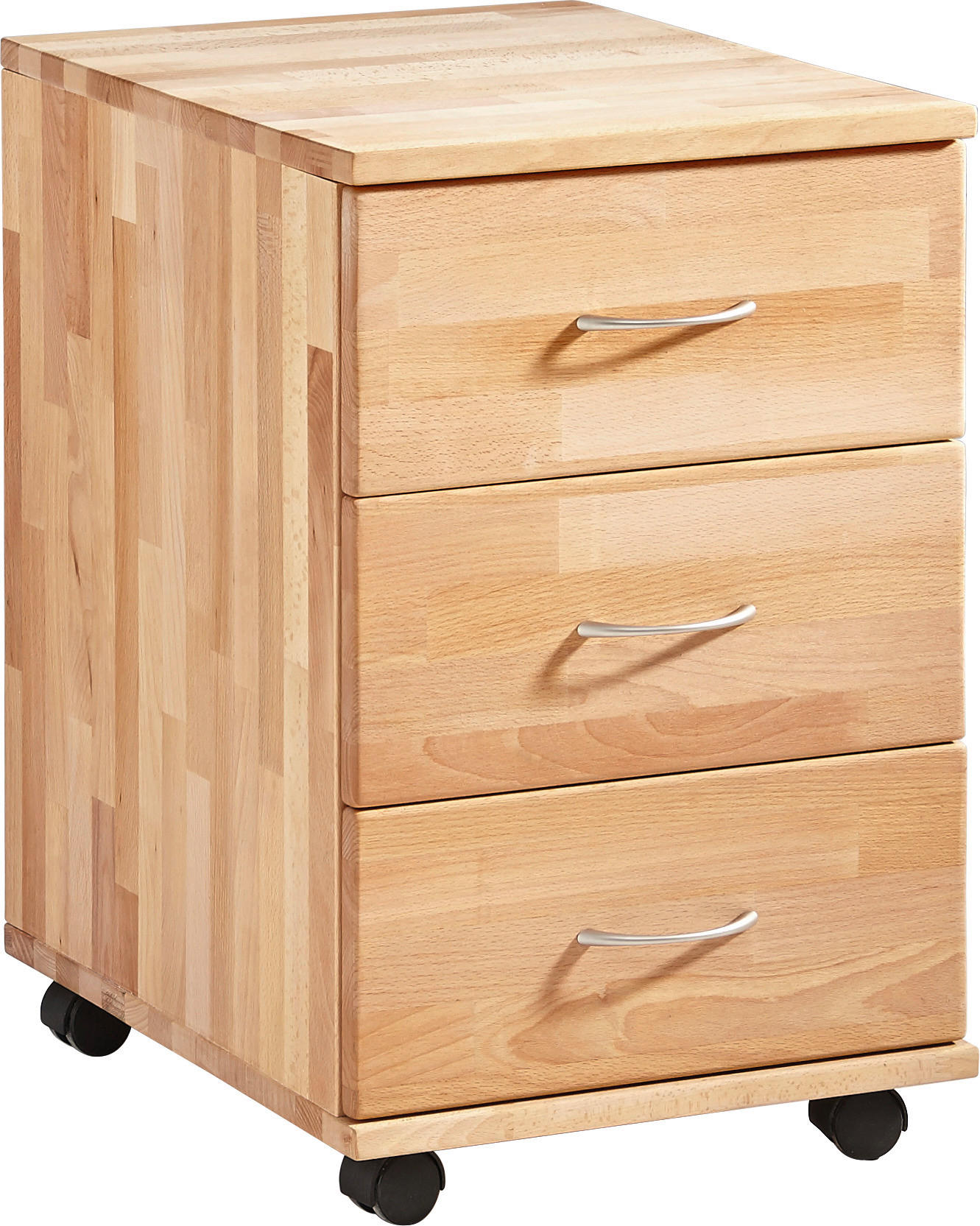 ROLLCONTAINER Kernbuche massiv Kernbuche  - Zinkfarben/Kernbuche, Design, Holz/Kunststoff (38/59/47cm) - Carryhome
