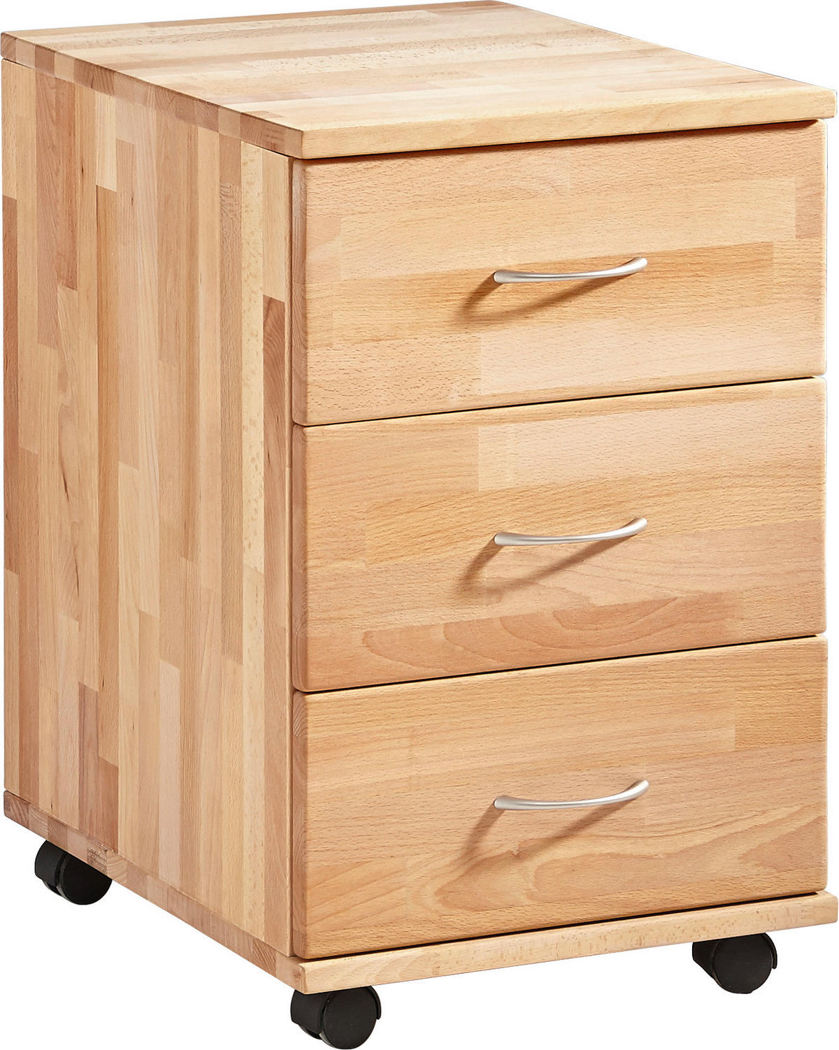ROLLCONTAINER Kernbuche massiv Kernbuche  - Zinkfarben/Kernbuche, Design, Holz/Kunststoff (38/59/47cm) - Carryhome