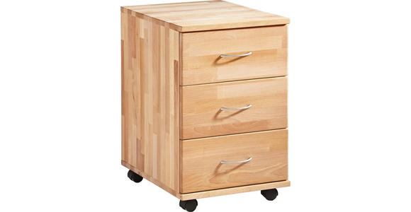 ROLLCONTAINER Kernbuche massiv Kernbuche  - Zinkfarben/Kernbuche, Design, Holz/Kunststoff (38/59/47cm) - Carryhome