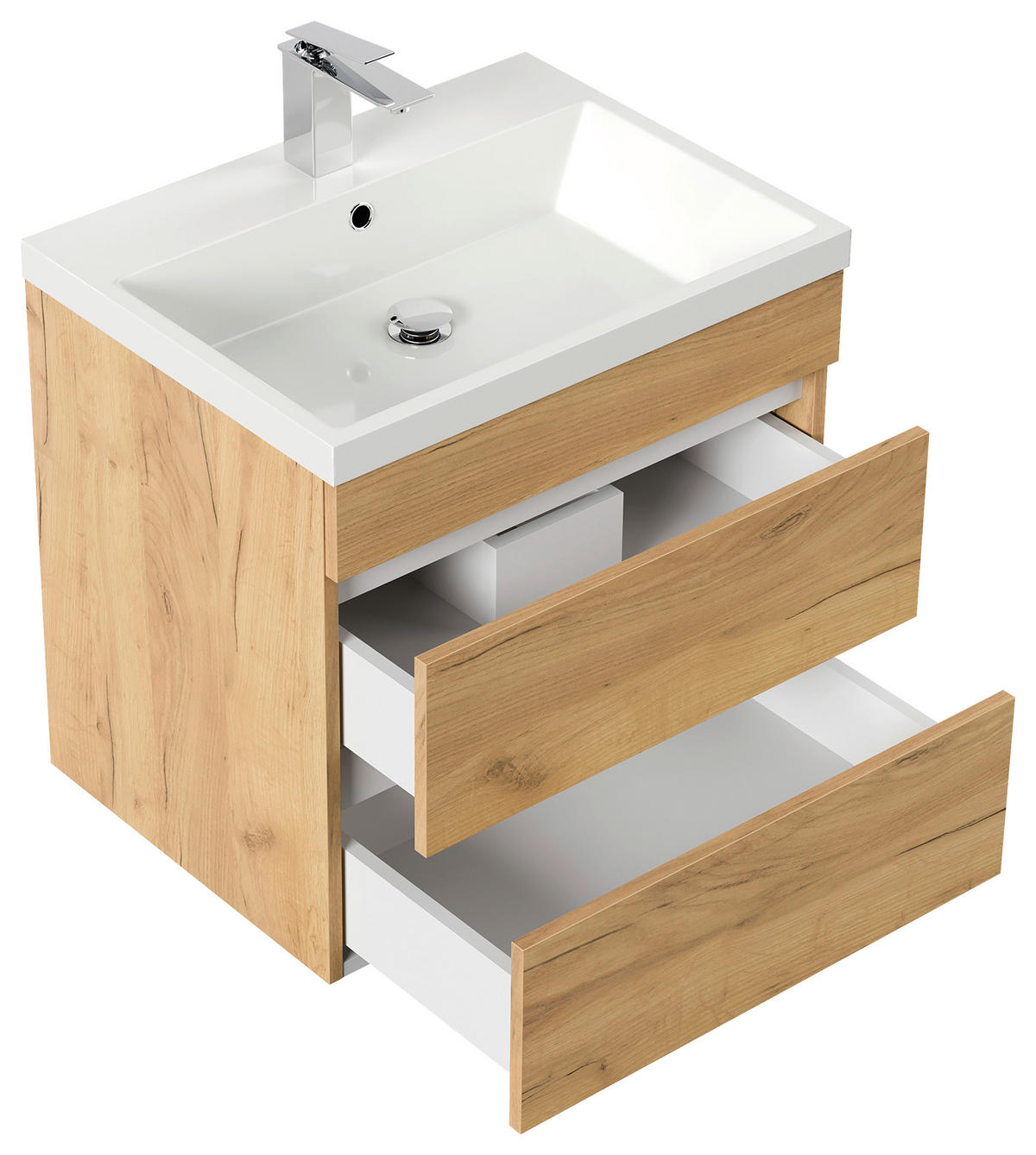 WASCHTISCHKOMBI 60 cm  - Eichefarben/Weiß, Basics, Keramik/Holzwerkstoff (60cm) - MID.YOU