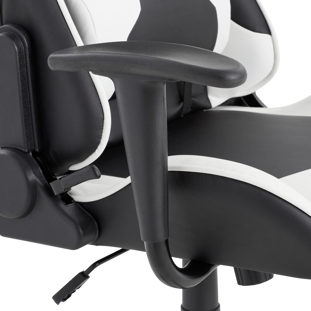 GAMER SZÉK  bőrhatású textil fekete, fehér  - fekete/fehér, Design, műanyag/textil (70/129-138/59cm) - Voleo