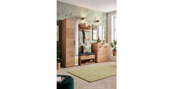 GARDEROBENBANK Wildeiche furniert Anthrazit, Eichefarben  - Eichefarben/Anthrazit, Natur, Holz/Textil (85/50/38cm) - Linea Natura