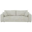 SCHLAFSOFA Struktur Creme  inkl. Zierkissen, Rückenkissen, Bettkasten, Schlaffunktion, Rücken echt  - Creme/Schwarz, KONVENTIONELL, Kunststoff/Textil (253/87/102cm) - Xora