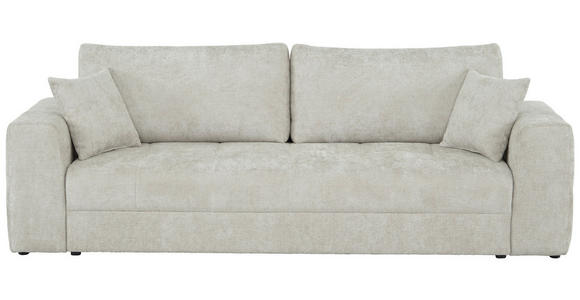 SCHLAFSOFA Struktur Creme  inkl. Zierkissen, Rückenkissen, Bettkasten, Schlaffunktion, Rücken echt  - Creme/Schwarz, KONVENTIONELL, Kunststoff/Textil (253/87/102cm) - Xora
