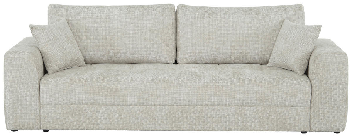 SCHLAFSOFA Struktur Creme  inkl. Zierkissen, Rückenkissen, Bettkasten, Schlaffunktion, Rücken echt  - Creme/Schwarz, KONVENTIONELL, Kunststoff/Textil (253/87/102cm) - Xora