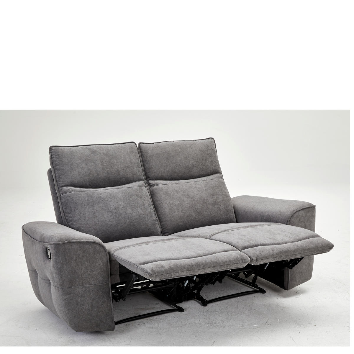 KÉTÜLÉSES KANAPÉ fém, műanyag, textil, faalapú anyag szürke  - fekete/szürke, Konventionell, műanyag/faalapú anyag (170cm) - Celina Home