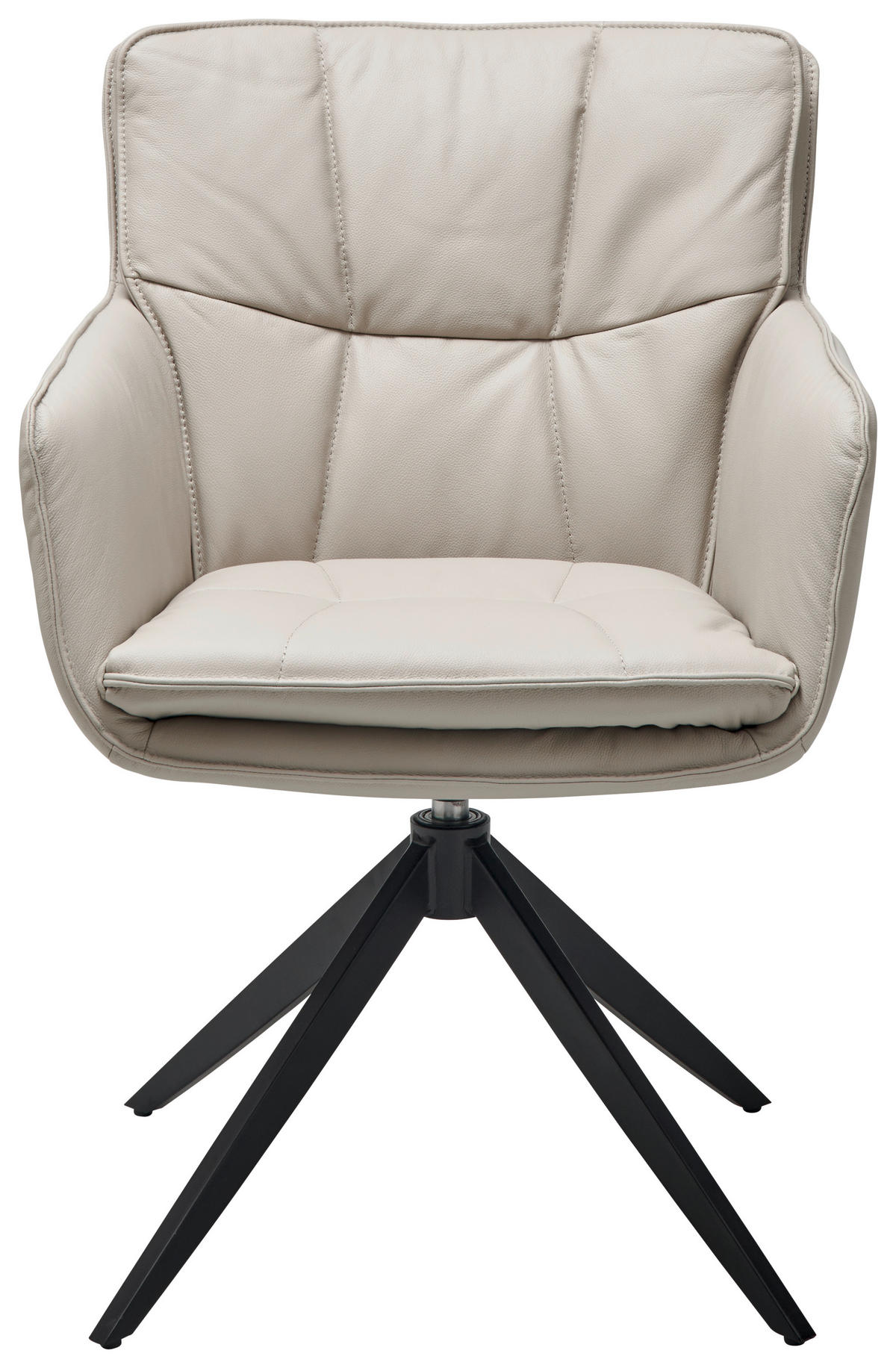 ARMLEHNSTUHL  in Stahl Echtleder pigmentiert  - Beige/Schwarz, Design, Leder/Metall (59/87/64.5cm) - Livetastic