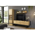 WOHNWAND Asteiche furniert, massiv, Hartholz Anthrazit, Eichefarben  - Eichefarben/Anthrazit, KONVENTIONELL, Glas/Holz (278/202/47cm) - Linea Natura