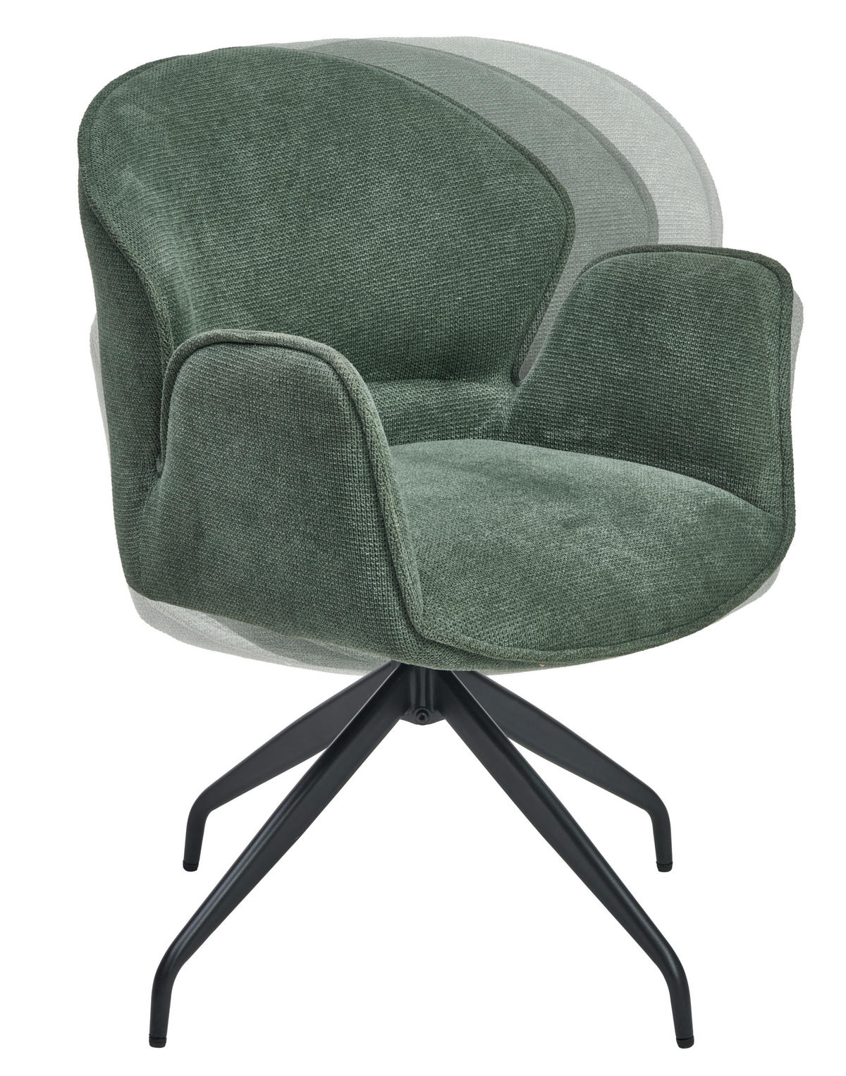 ARMLEHNSTUHL  Sitzfläche 360° drehbar Webstoff  - Schwarz/Grün, MODERN, Holz/Textil (60/86/61cm) - MID.YOU