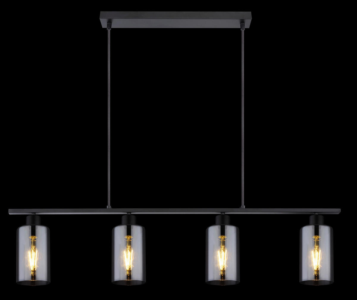 HÄNGELEUCHTE 98/10/120 cm   - Schwarz, Basics, Glas/Metall (98/10/120cm) - Globo