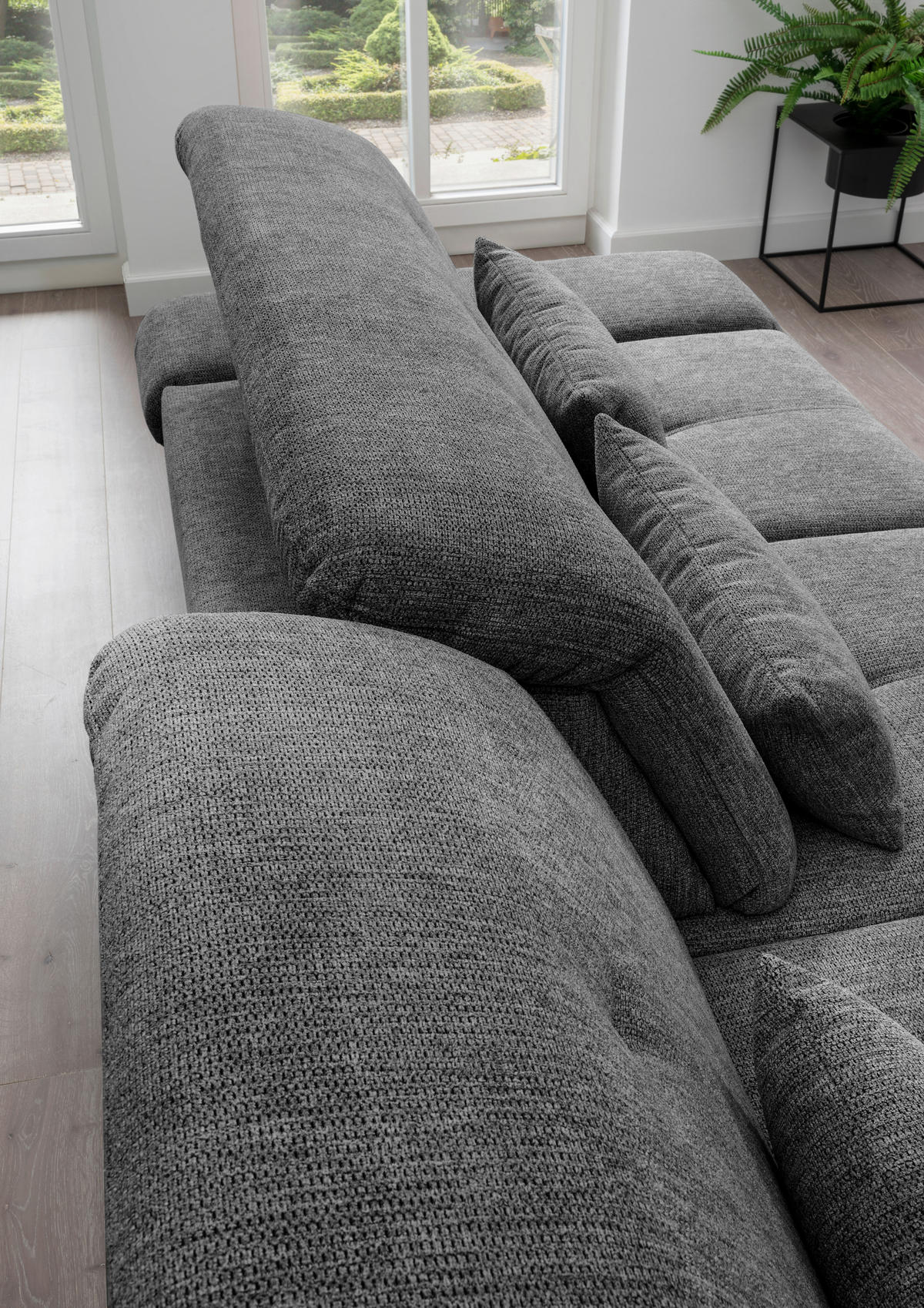ECKSOFA in Chenille Anthrazit  - Chromfarben/Anthrazit, Design, Textil/Metall (254/280cm) - Livetastic