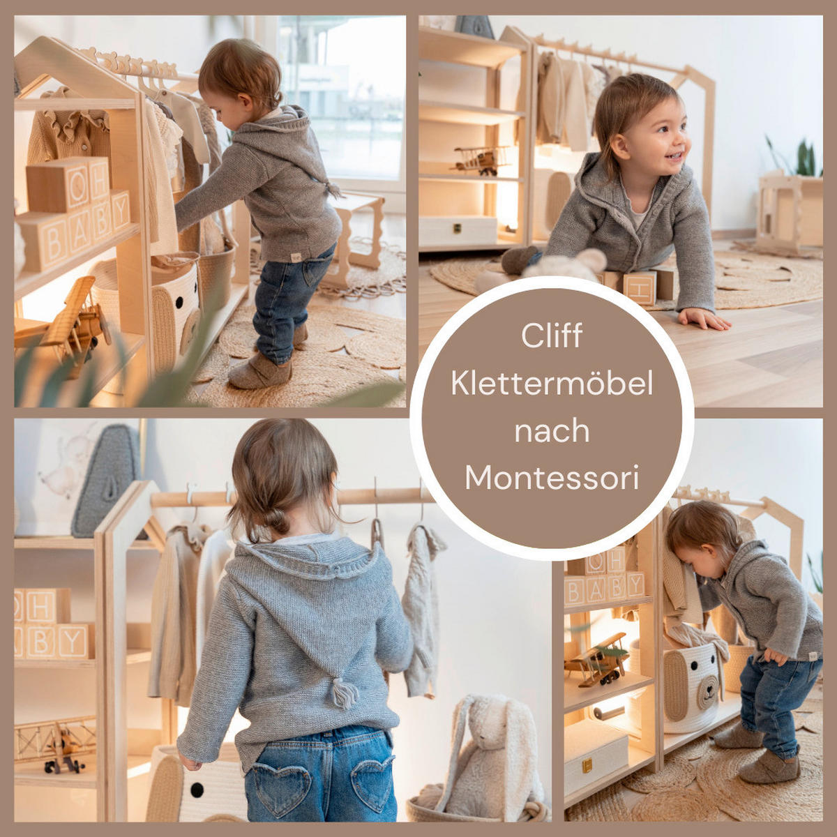 KINDERGARDEROBE in   - Birkefarben, Basics, Holz (124/43/81cm) - CLIFF