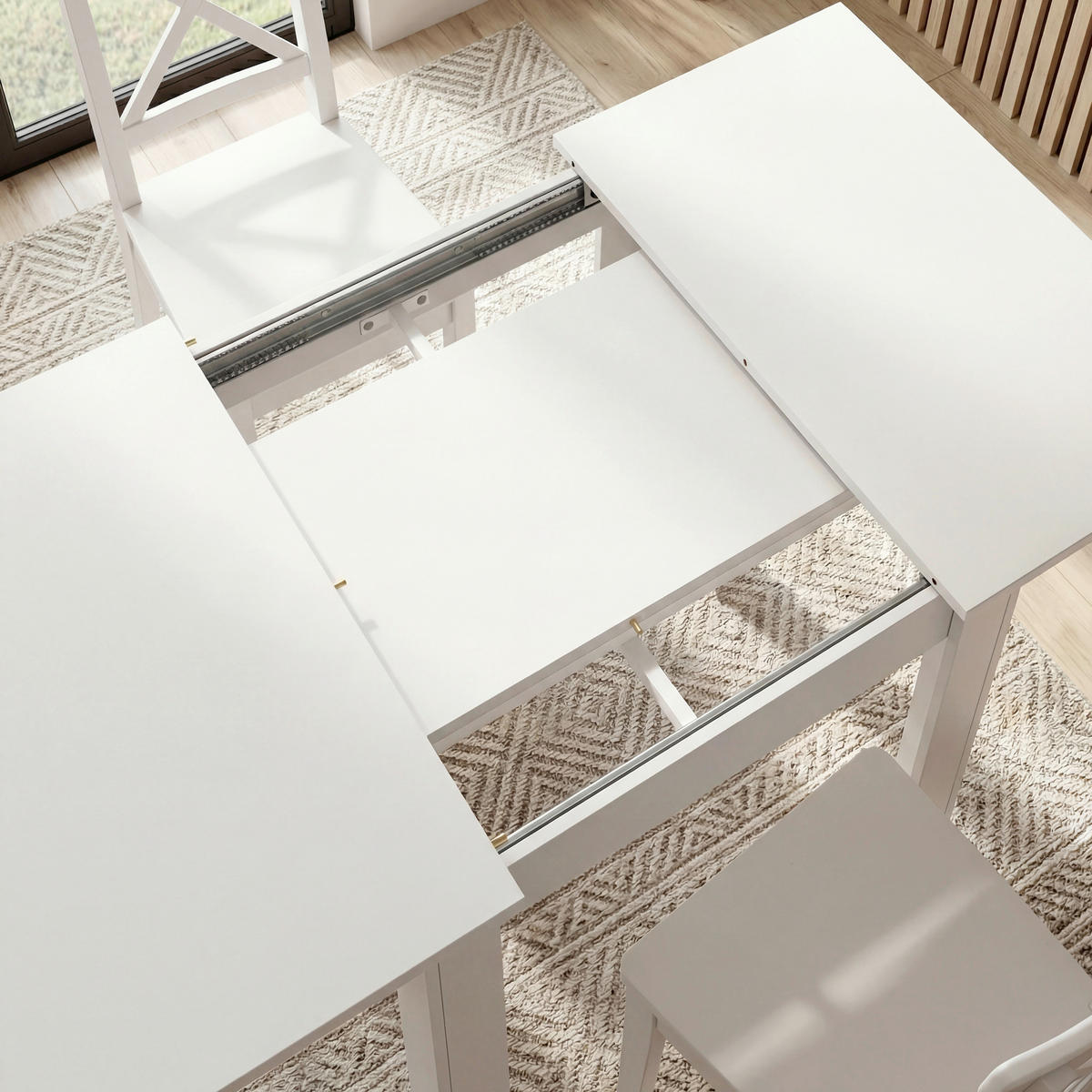 ESSTISCH Nachbildung  Holzwerkstoff ausziehbar rechteckig Weiß  - Weiß, MODERN, Holzwerkstoff (80/75/80cm) - MID.YOU
