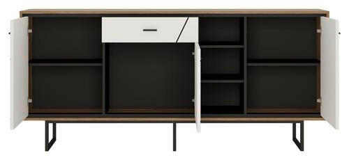 KOMODA   197,3/90,3/40 cm   crna, bijela, boje hrasta  - bijela/boje hrasta, Moderno, drvni materijal/plastika (197,3/90,3/40cm) - Carryhome