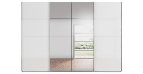 SCHWEBETÜRENSCHRANK  in Weiß  - Chromfarben/Weiß, Design, Glas/Holzwerkstoff (316/223/68cm) - Novel